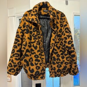 Brunette The Label Leopard Sherpa Jacket